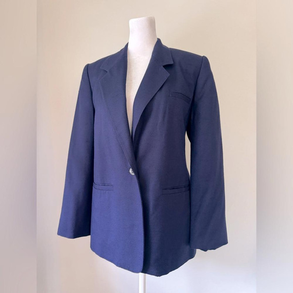 Evan Picone Jackets & Blazers - Vintage ‘90s Evan Picone Petites Navy Blue Single Breasted Blazer